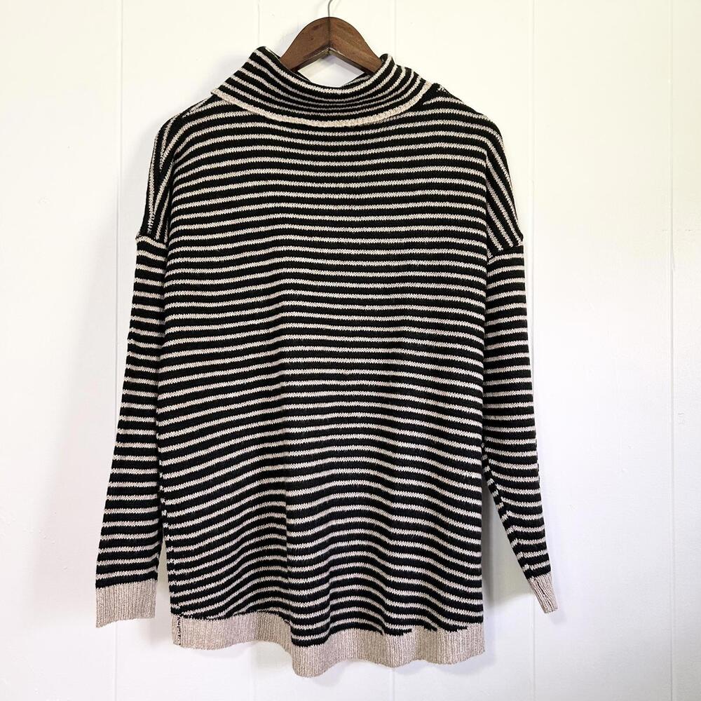 Unbranded Knit Long Sleeve Striped Turtleneck Oversized Sweater Women's Small